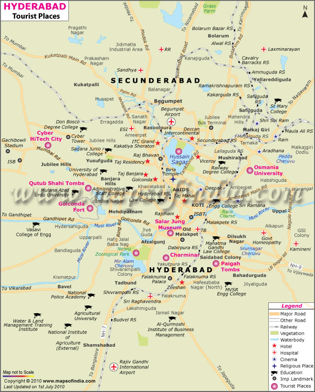 hyderabad touristique carte